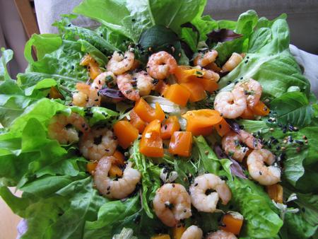 Salad with shrimp.