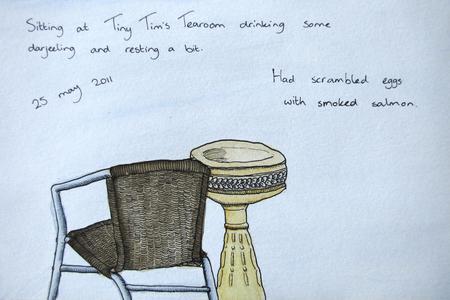 Drawing at Tiny Tim's Tearoom in Canterbury